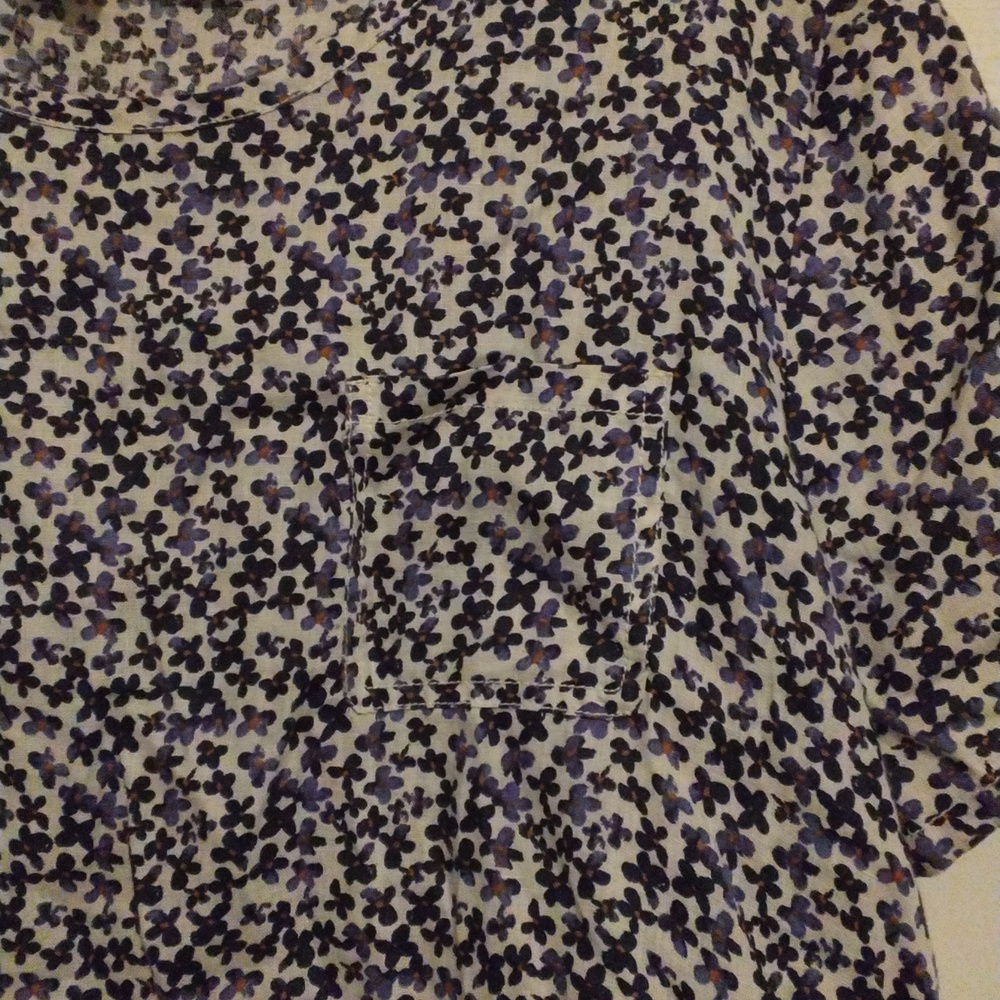 CYNTHIA ROWLEY 100% Linen Ditzy Floral Tee Womens XL - Picture 3 of 5